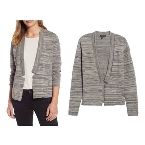 Eileen Fisher Gray Tencel Cotton Notch Collar Cardigan Women’s Size Medium